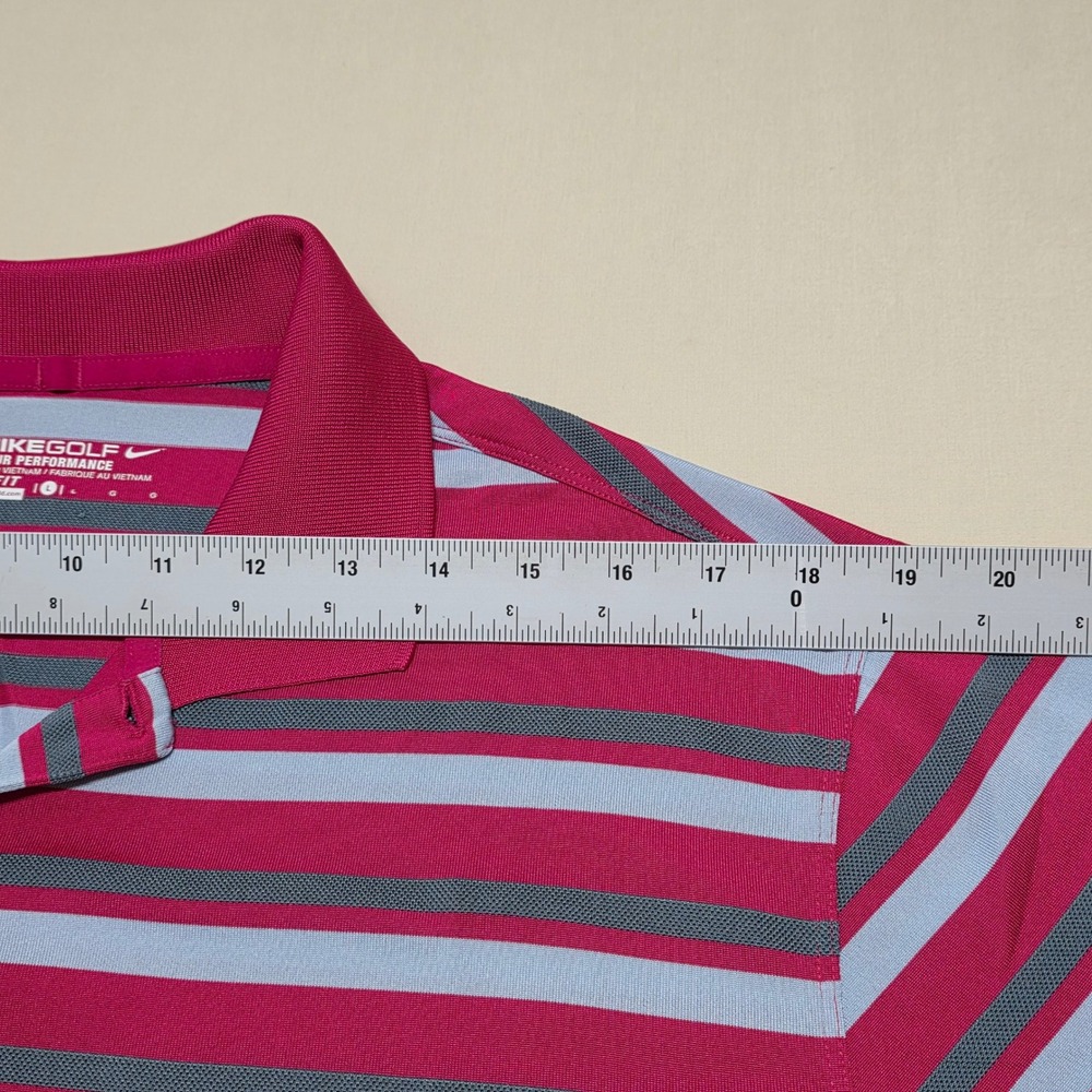 Nike Golf Tour Performance Dri-FIT Striped Polo Shirt Mens Large Red Pullover - Picture 5 of 8